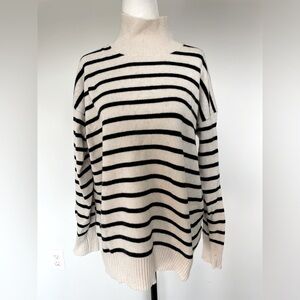 Banana Republic Factory Cream and Black Stripe Turtleneck Sweater - Size Small